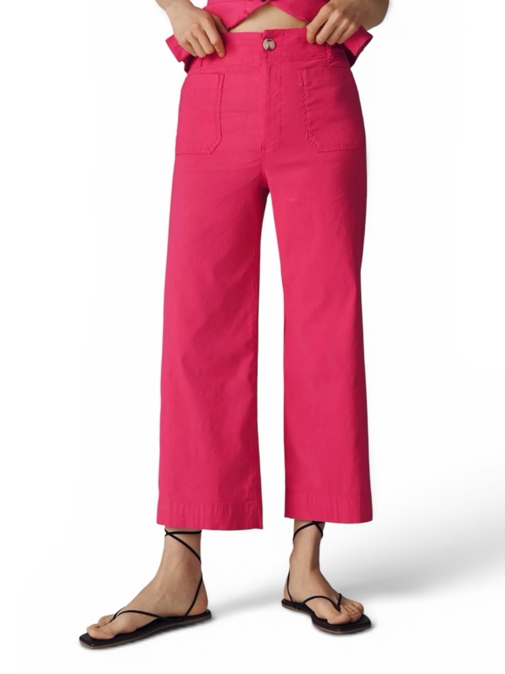 NWT Maeve Colette High-Rise Wide-Leg Pants in Magic Fabric Geranium Size 24